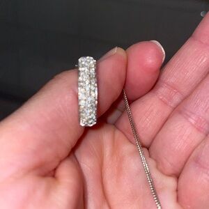 Rectangular White Gold with White Diamonds Pendant with chain